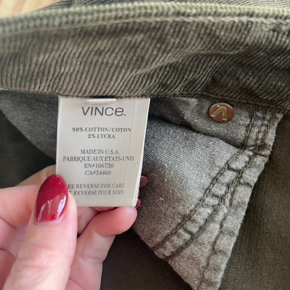 ** Vince Men's Corduroy Jeans Pants 32 Olive Green Slim - Picture 10 of 12